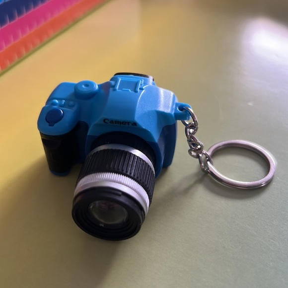 Led Camera Flashing Camera Key Ring for Keys Pompom (Blue with Black) - Picture 5 of 9